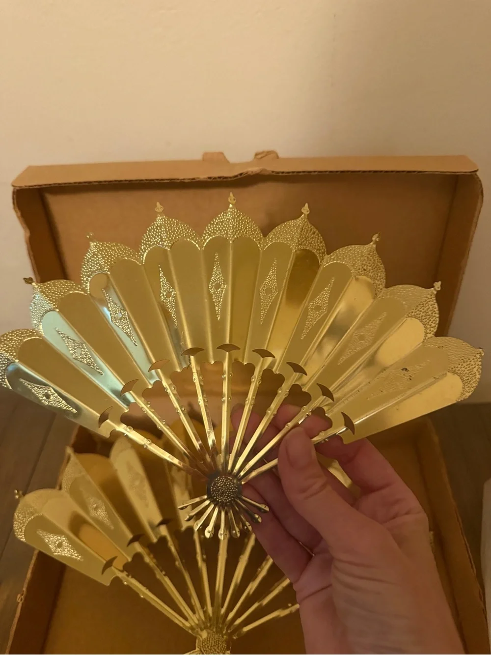 Vintage Home Interiors & Gifts Brass Asian Fan Wall Sconces Set of 2